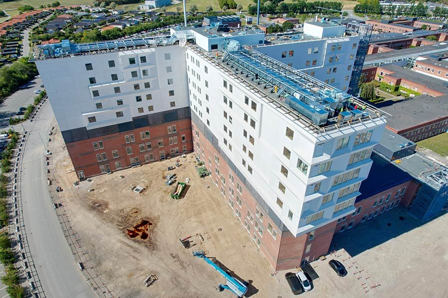 Sjællands Universitetshospital (SUH) i Køge. Fløj R, hvor patienterne nu er flyttet ind.